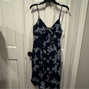 NWT FancyInn Navy‎ Floral Button-Front Midi Sundress – Size XL